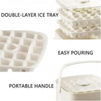 48 Cube Ice Maker with Easy Press Lid, Upgraded Press-Type Ice Cube Tray with Storage Bin & Lid