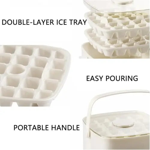 48 Cube Ice Maker with Easy Press Lid, Upgraded Press-Type Ice Cube Tray with Storage Bin & Lid