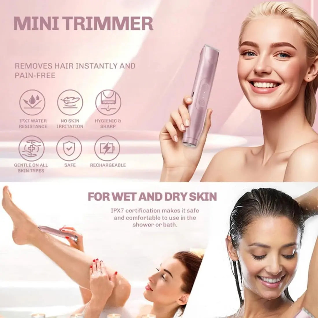 Pubic Trimmer | Wireless Personal Shaver with USB Charging,Waterproof Body Shaver,For Women Bikini Public Area Underarms Legs Arms Chest Intimate Back