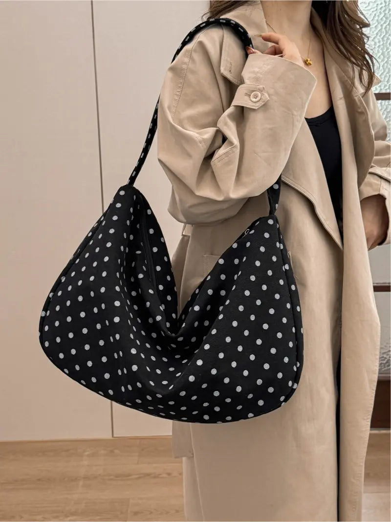 Vintage Polka-Dot Corduroy Crossbody Bag