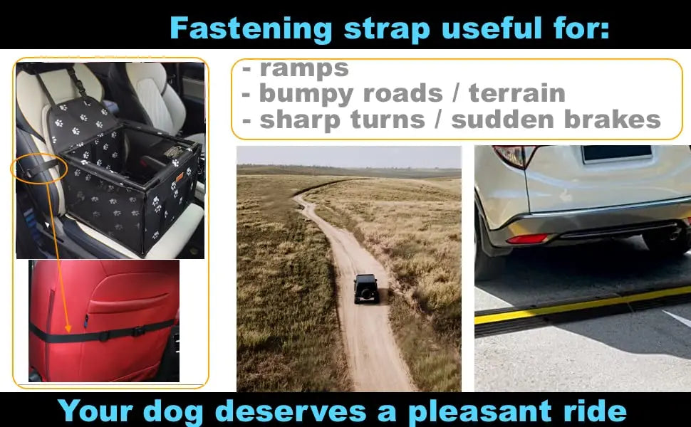 Waterproof Pet Dog Car Seat Booster Box and Basket with Seat Belt Restraint System