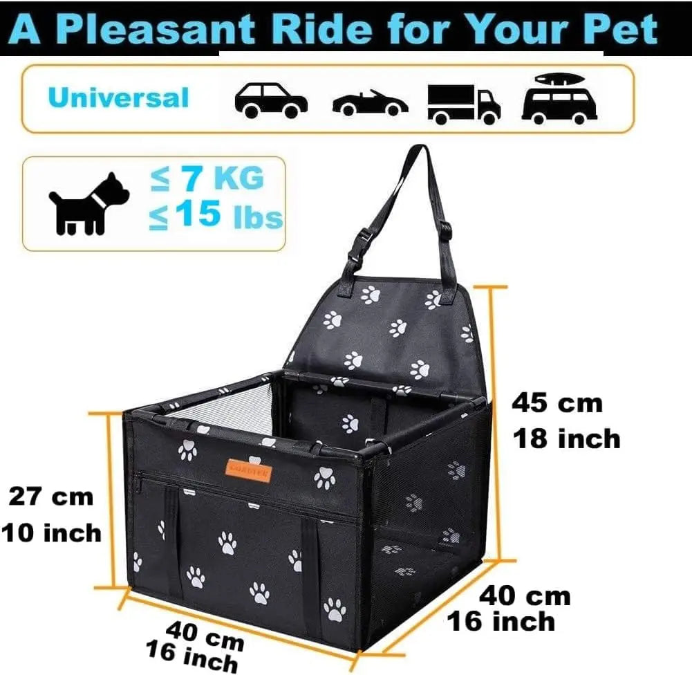 Waterproof Pet Dog Car Seat Booster Box and Basket with Seat Belt Restraint System
