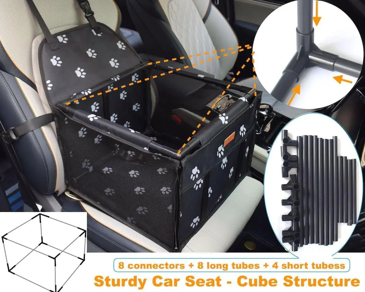 Waterproof Pet Dog Car Seat Booster Box and Basket with Seat Belt Restraint System