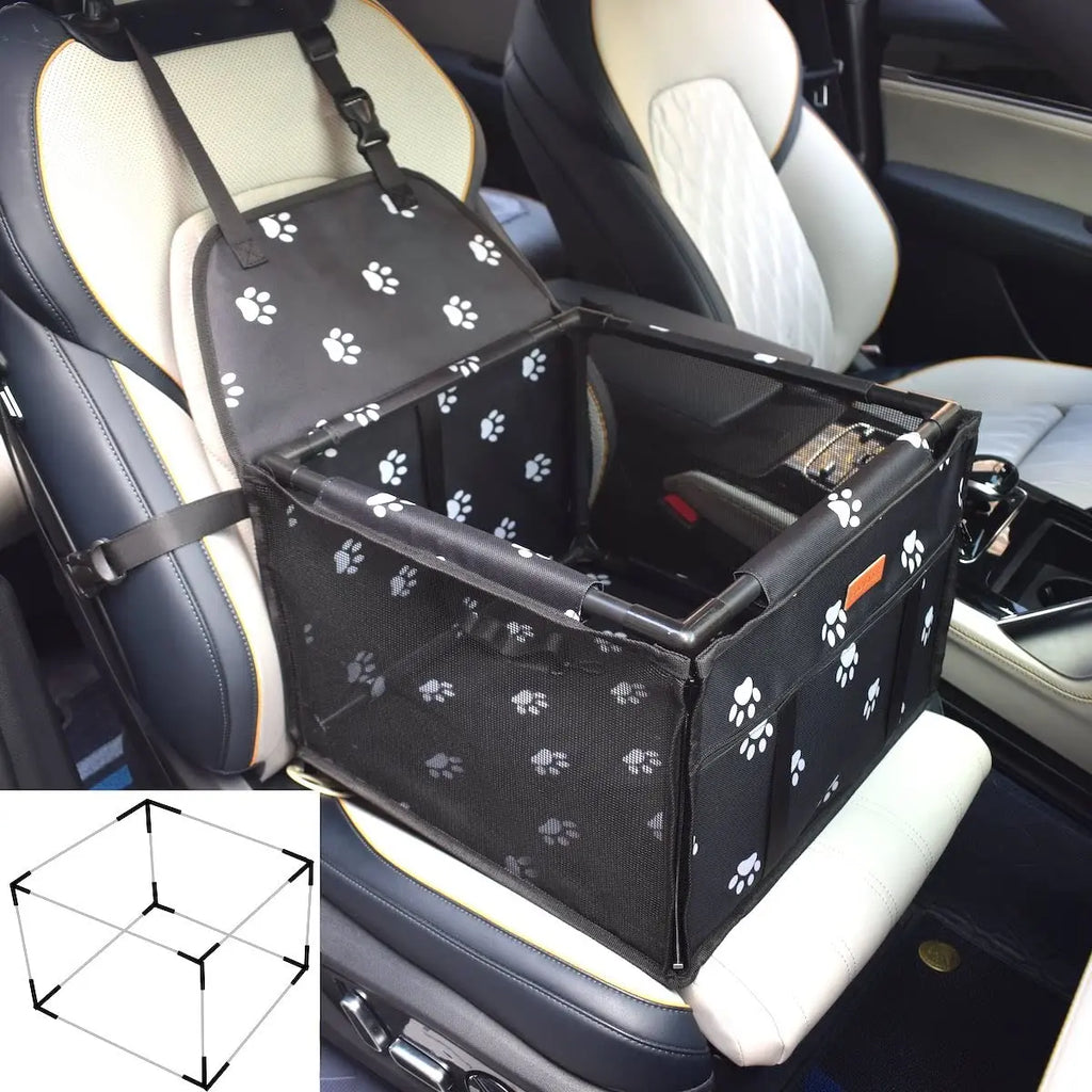 Waterproof Pet Dog Car Seat Booster Box and Basket with Seat Belt Restraint System