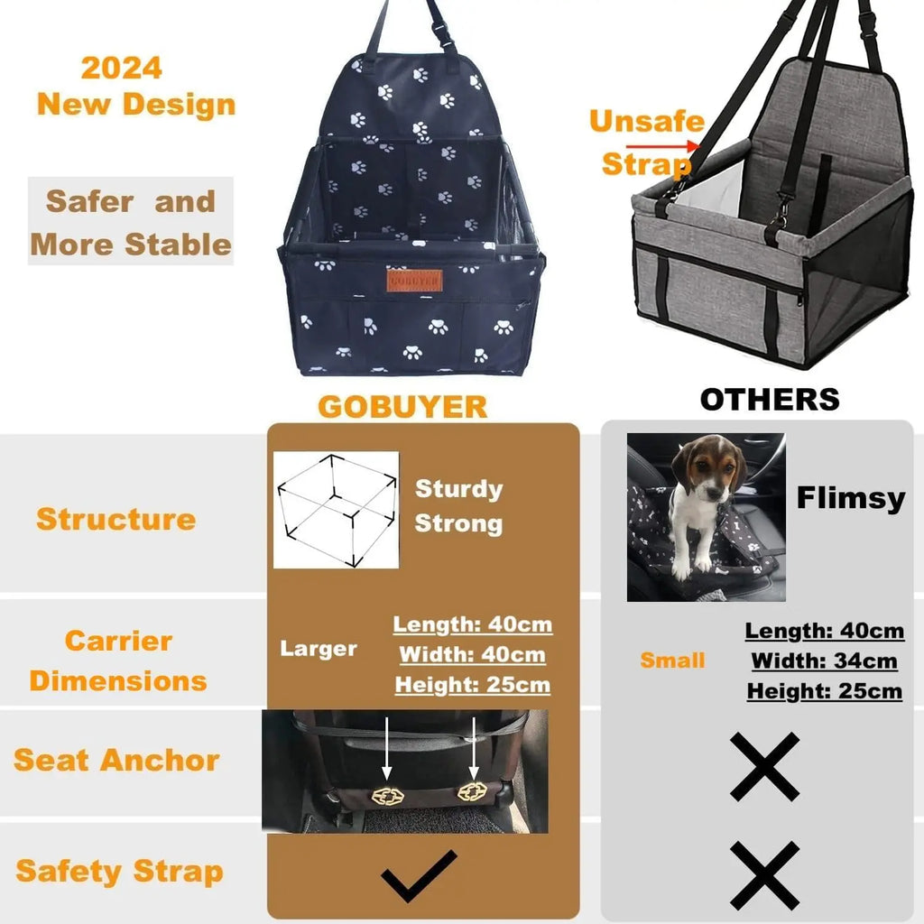 Waterproof Pet Dog Car Seat Booster Box and Basket with Seat Belt Restraint System
