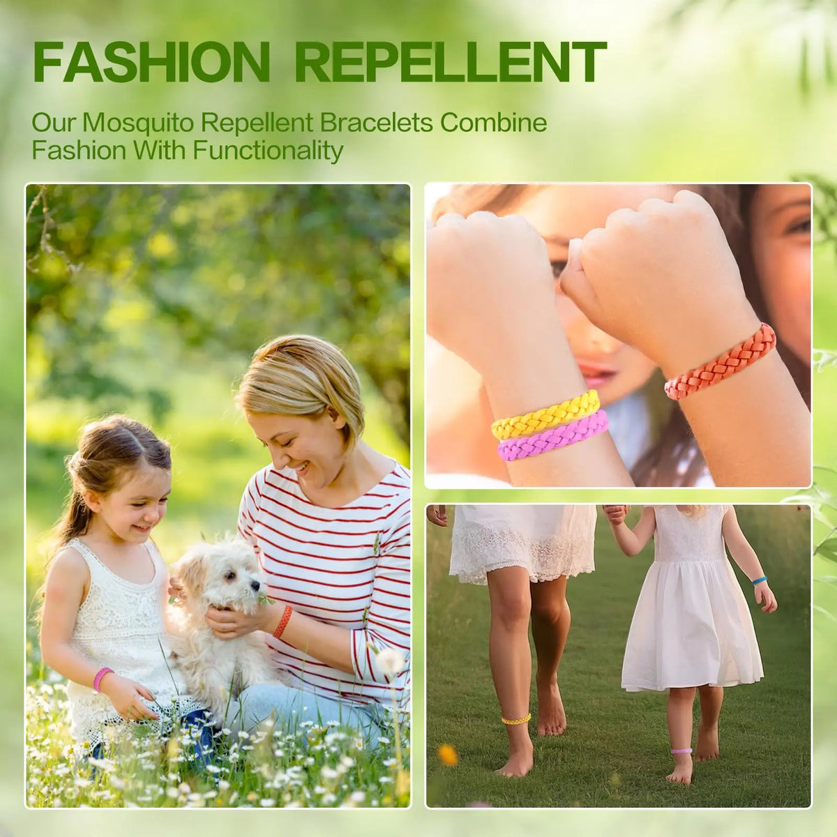 Mosquito Repellent Wristbands, 12-Pack, Natural Ingredients, DEET-Free, 300 Hours of Protection