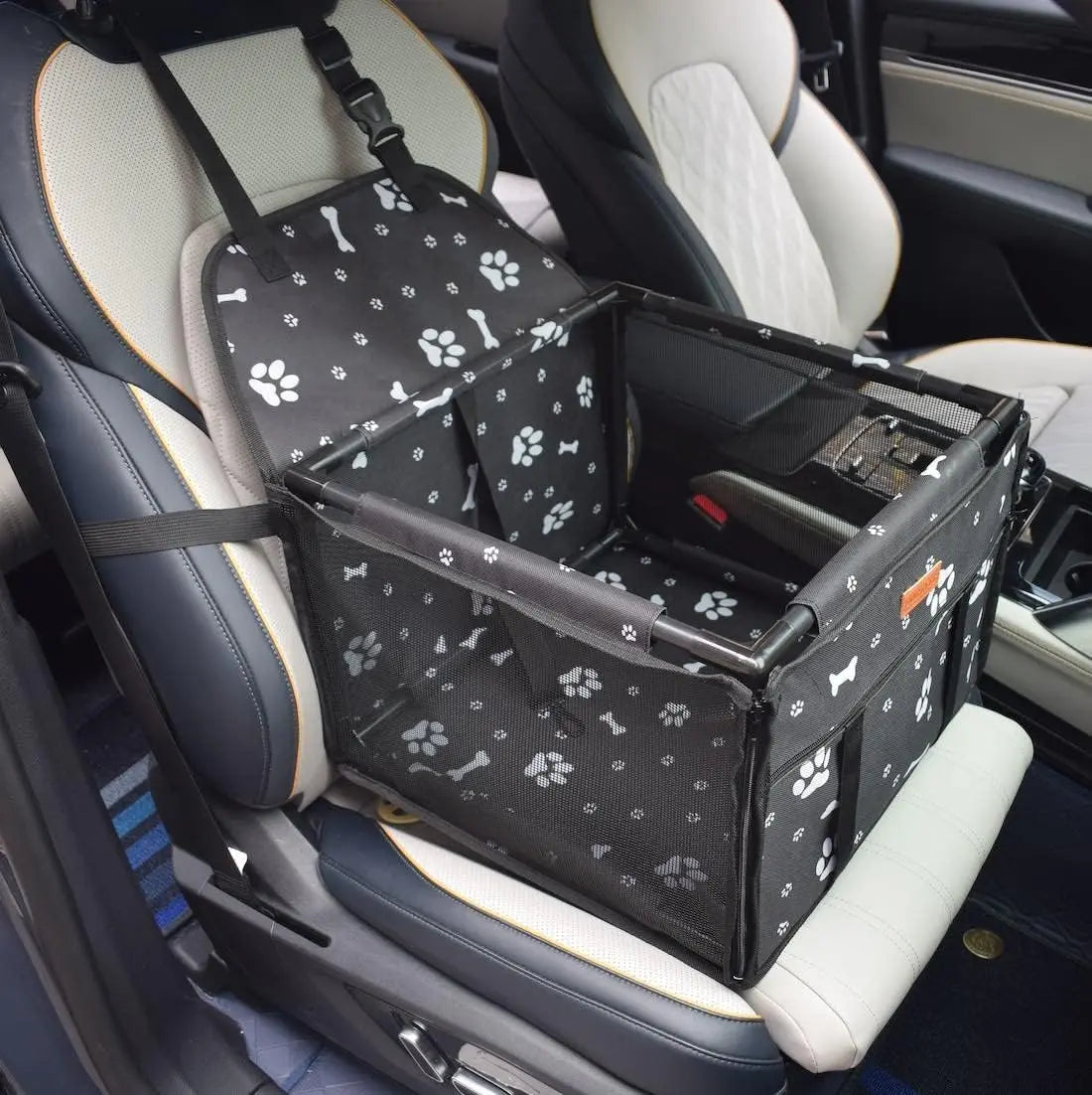 Waterproof Pet Dog Car Seat Booster Box and Basket with Seat Belt Restraint System