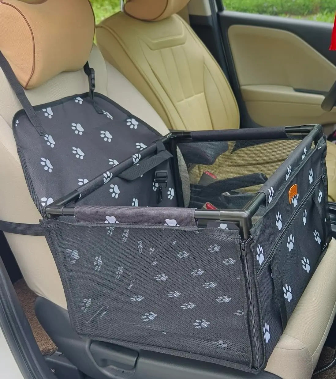 Waterproof Pet Dog Car Seat Booster Box and Basket with Seat Belt Restraint System