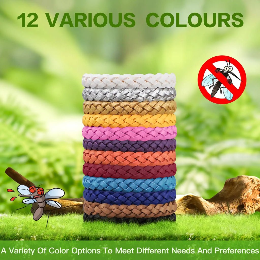 Mosquito Repellent Wristbands, 12-Pack, Natural Ingredients, DEET-Free, 300 Hours of Protection