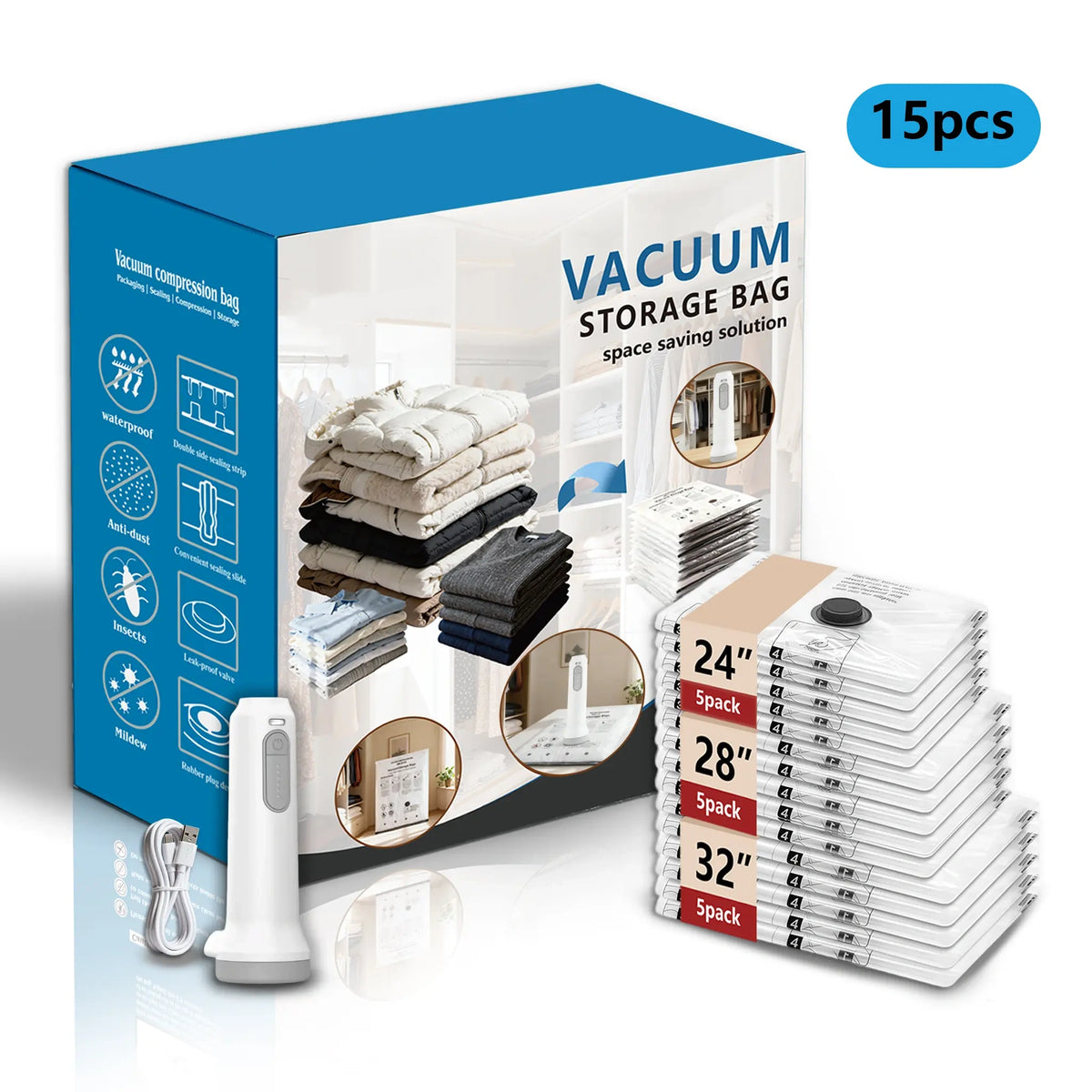 Shrink Your Luggage by 80% with the Ultimate Cordless Travel Vacuum Storage Kit!