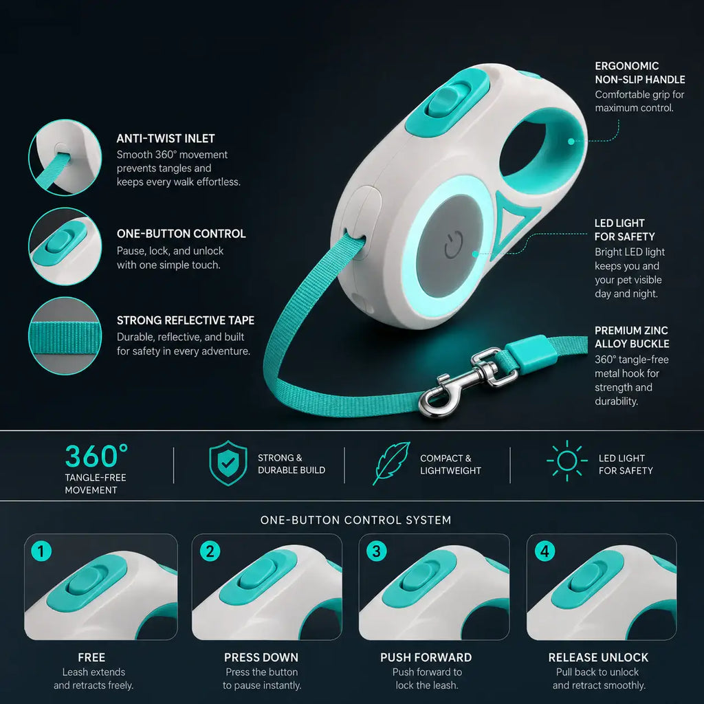 LED Night Walking Leash Retractable Leash