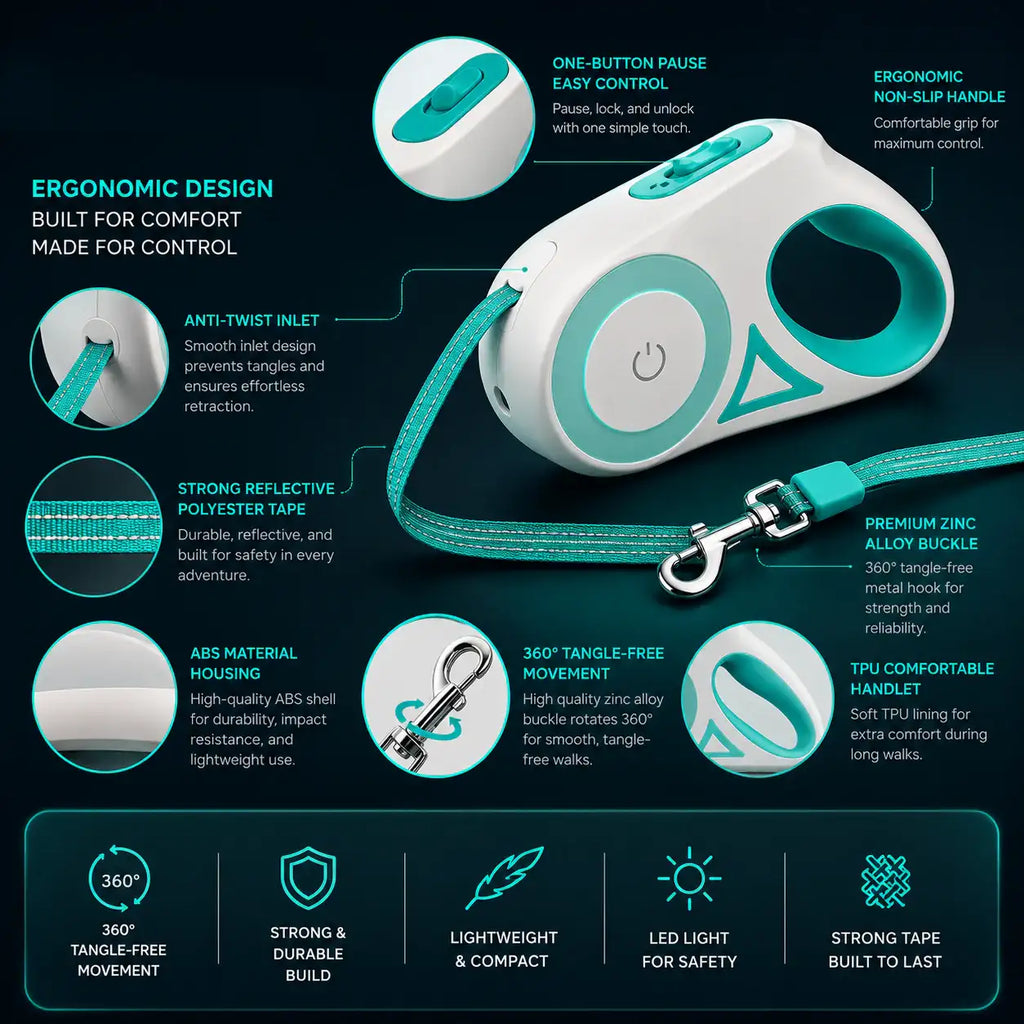 LED Night Walking Leash Retractable Leash