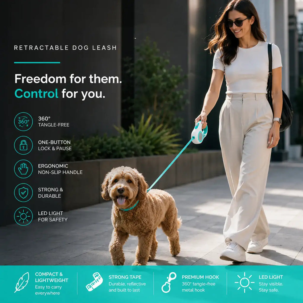 LED Night Walking Leash Retractable Leash