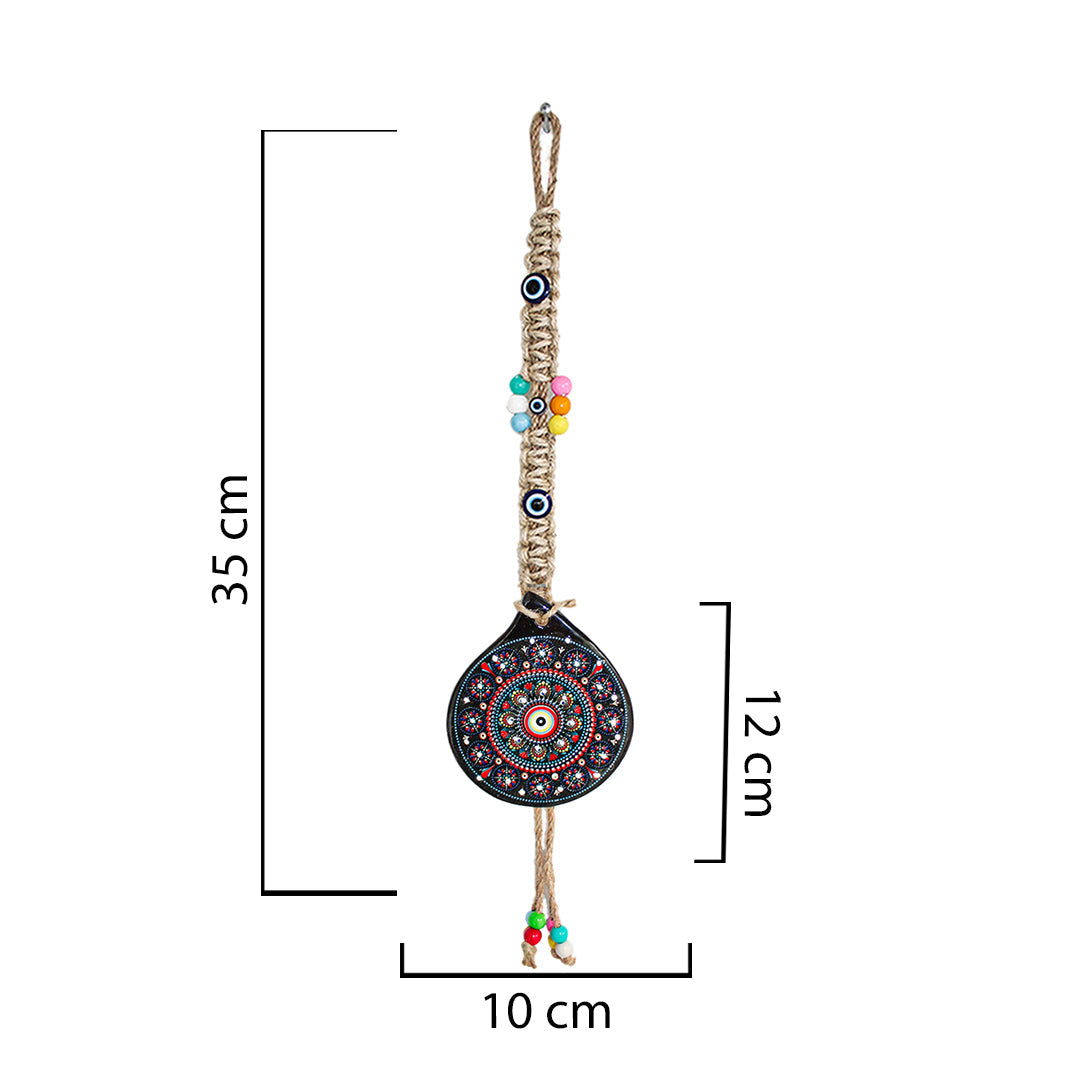 Handmade Ceramic Wall Decoration with Evil Eye, Black