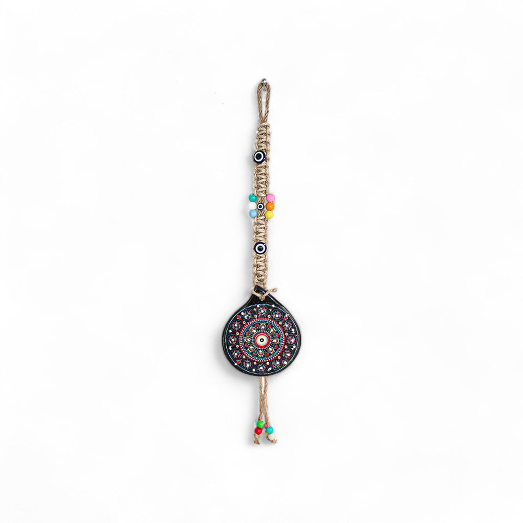 Handmade Ceramic Wall Decoration with Evil Eye, Black
