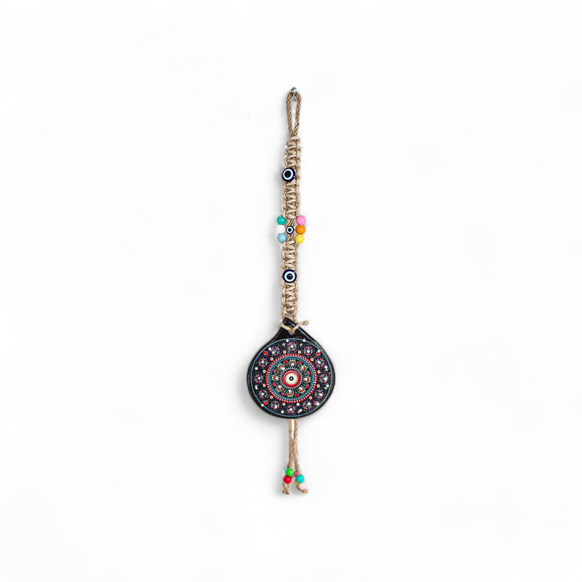 Handmade Ceramic Wall Decoration with Evil Eye, Black