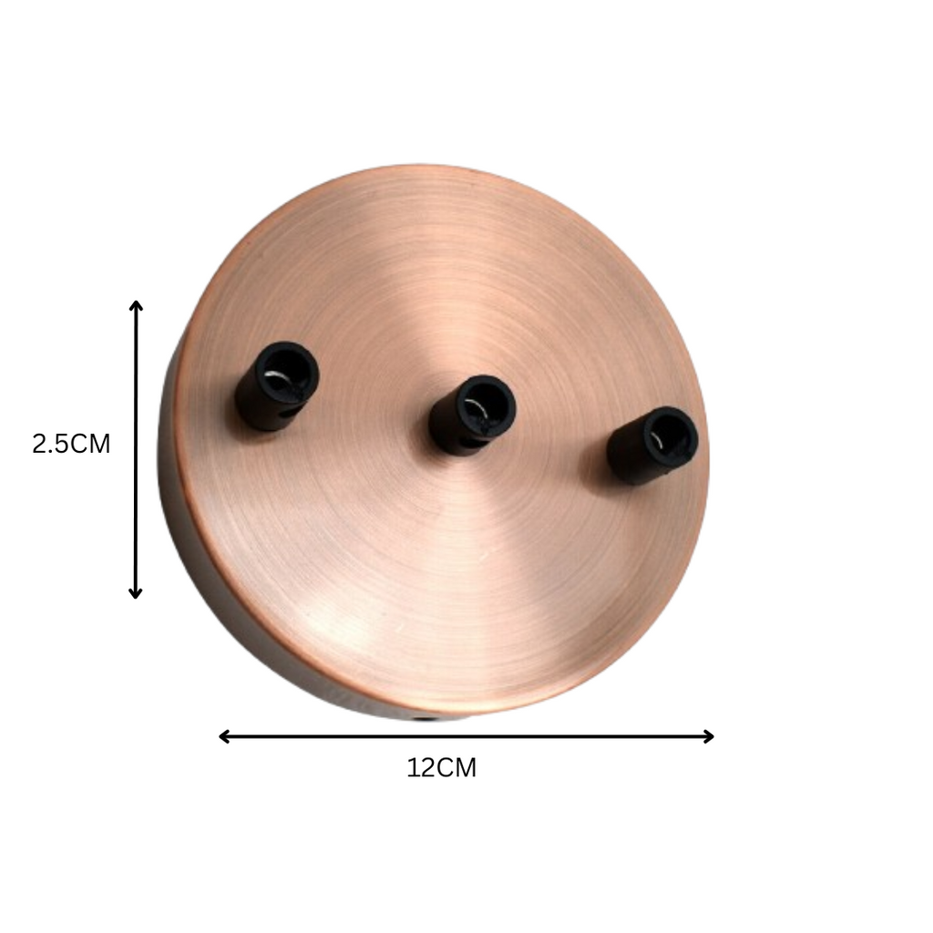 Rosace de plafond 3 trous à sorties multiples Cuivre Suspension 120x25mm~2881