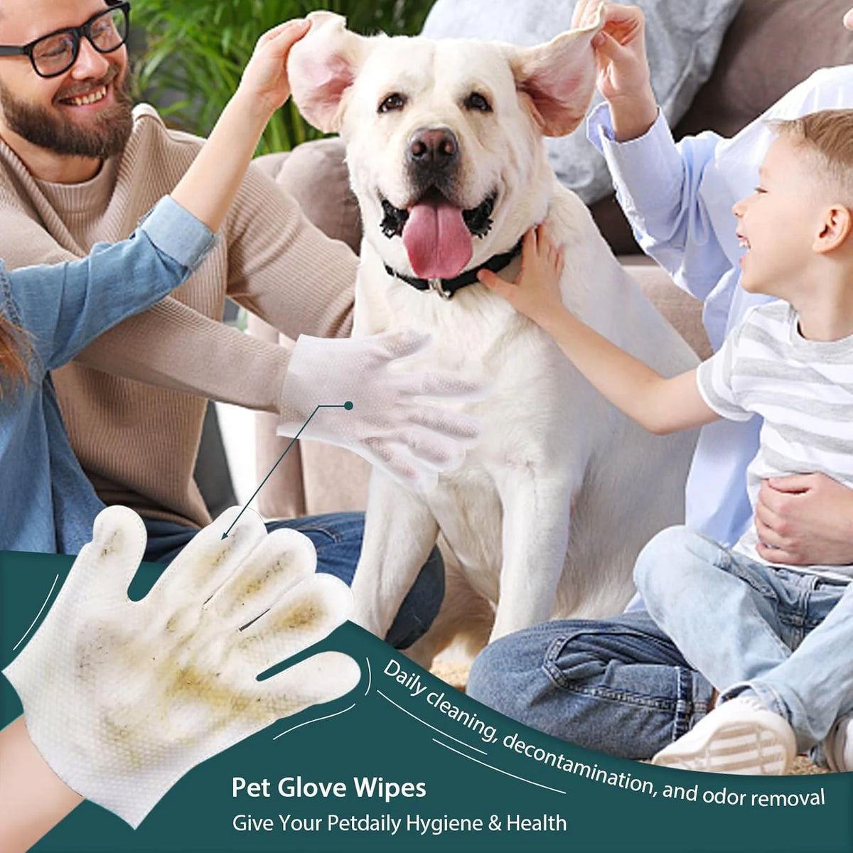 Pet Glove Wipes for Dogs & Cats – Clean Your Pet in Minutes Without a Bath（Buy 1, get 1 free）