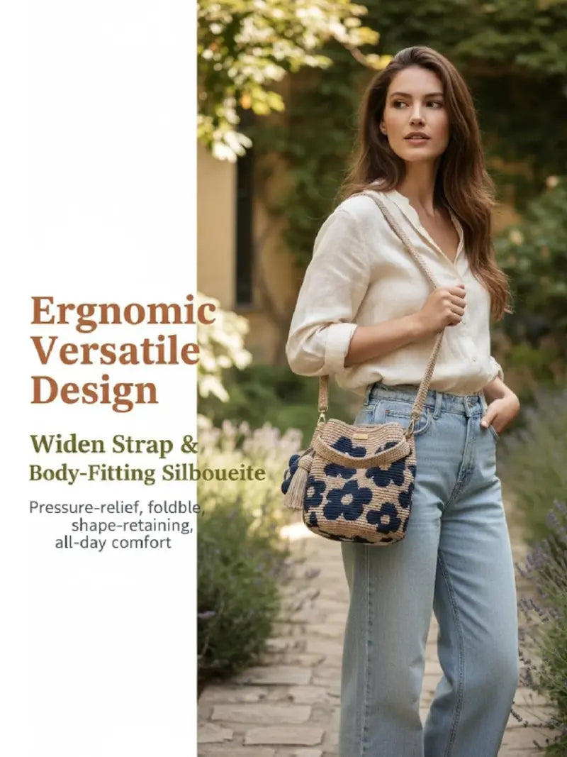 🌻 Handmade crochet bag with floral pattern – lightweight cotton blend, spacious & boho – perfect for summer & beach