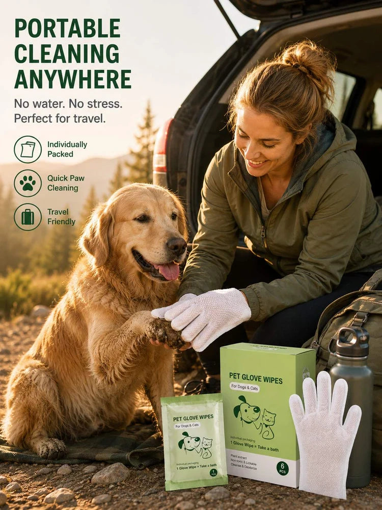 Pet Glove Wipes for Dogs & Cats – Clean Your Pet in Minutes Without a Bath（Buy 1, get 1 free）