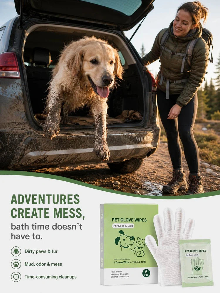 Pet Glove Wipes for Dogs & Cats – Clean Your Pet in Minutes Without a Bath（Buy 1, get 1 free）