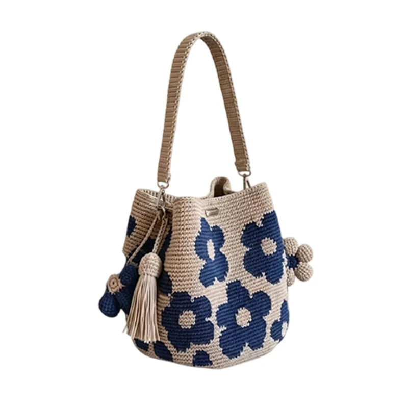 🌻 Handmade crochet bag with floral pattern – lightweight cotton blend, spacious & boho – perfect for summer & beach
