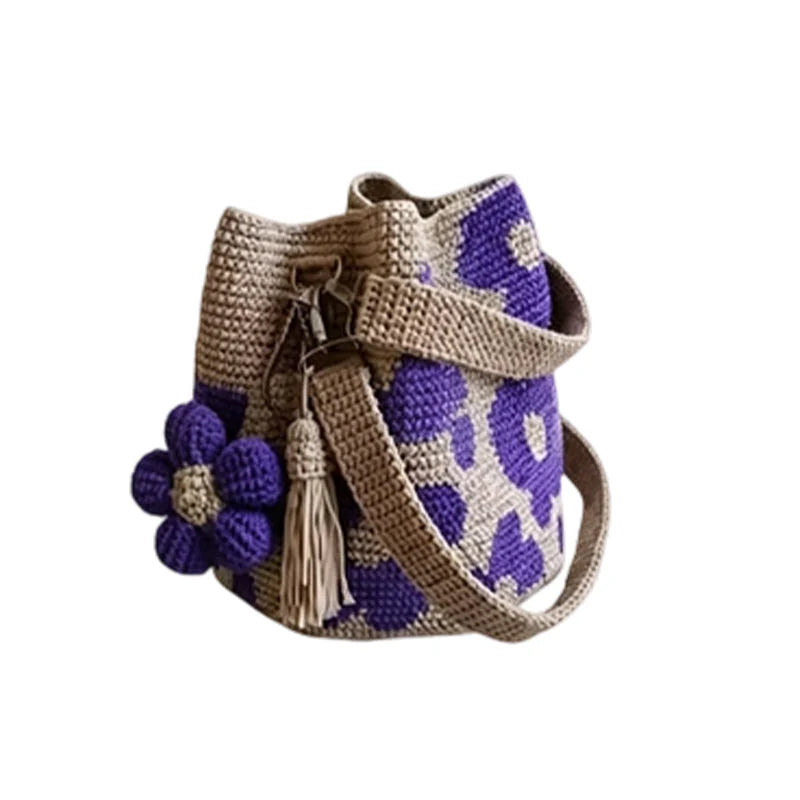 🌻 Handmade crochet bag with floral pattern – lightweight cotton blend, spacious & boho – perfect for summer & beach